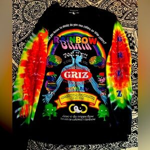 Griz Rainbow Brain Long Sleeve Shirt Unisex Black Tie Dye Unisex EDM Rave 🌈